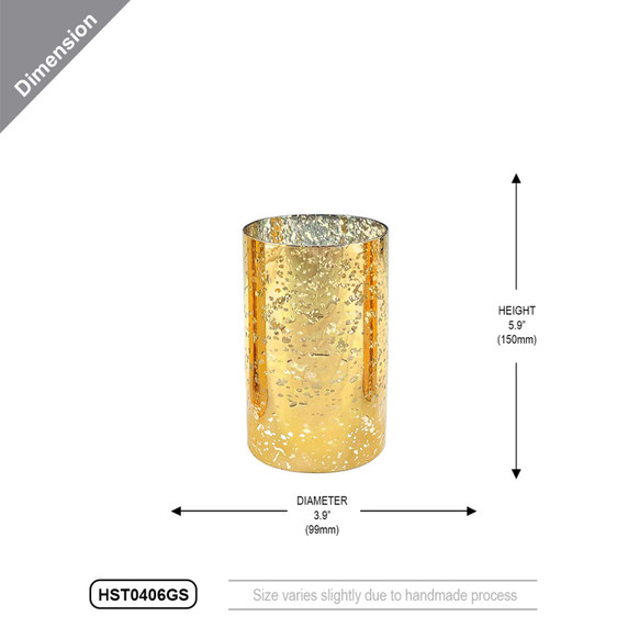 HST0406GS - Gold Speckled Glass Hurricane Candle Shade Chimney Tube [No Bottom] - 4" x 6"