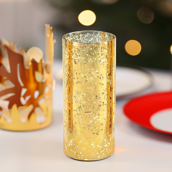 HST0510GS - Gold Speckled Glass Hurricane Candle Shade Chimney Tube [No Bottom] - 5" x 10"