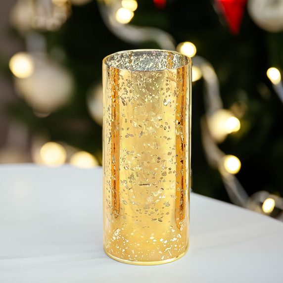 HST0510GS - Gold Speckled Glass Hurricane Candle Shade Chimney Tube [No Bottom] - 5" x 10"