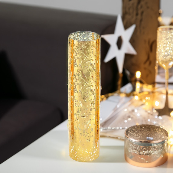 HST2510GS - Gold Speckled Glass Hurricane Candle Shade Chimney Tube [No Bottom] - 2.5" x 10"