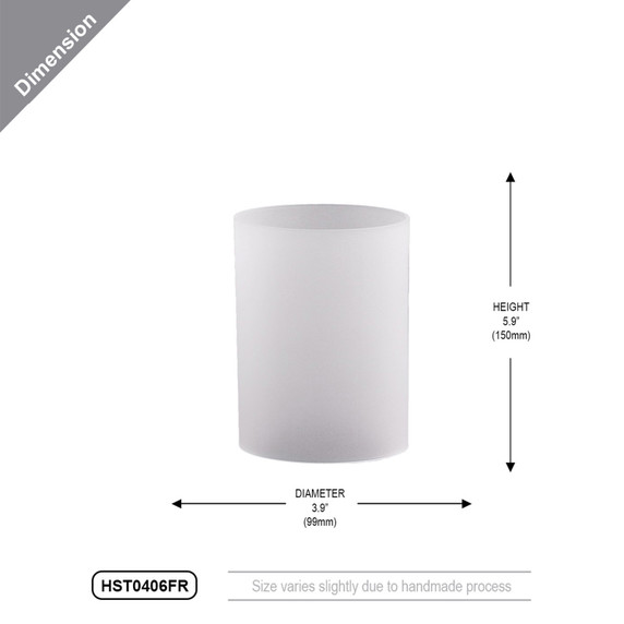 HST0406FR - Frosted Glass Hurricane Candle Shade Chimney Tube [No Bottom] - 4" x 6"