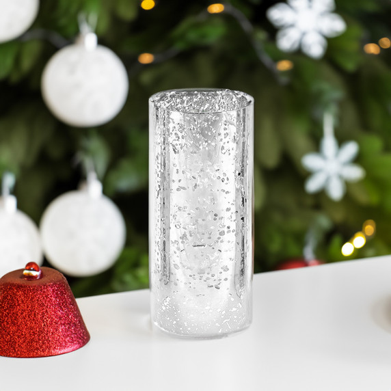 HST0510SS - Silver Speckled Glass Hurricane Candle Shade Chimney Tube [No Bottom] - 5" x 10"