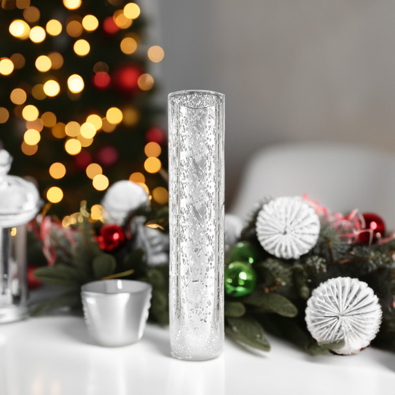 HST2514SS - Silver Speckled Glass Hurricane Candle Shade Chimney Tube [No Bottom] - 2.5" x 14"