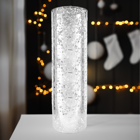 HST0416SS - Silver Speckled Glass Hurricane Candle Shade Chimney Tube [No Bottom] - 4" x 16"