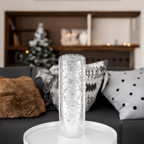 HST0412SS - Silver Speckled Glass Hurricane Candle Shade Chimney Tube [No Bottom] - 4" x 12"