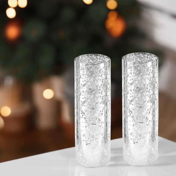 HST0412SS - Silver Speckled Glass Hurricane Candle Shade Chimney Tube [No Bottom] - 4" x 12"