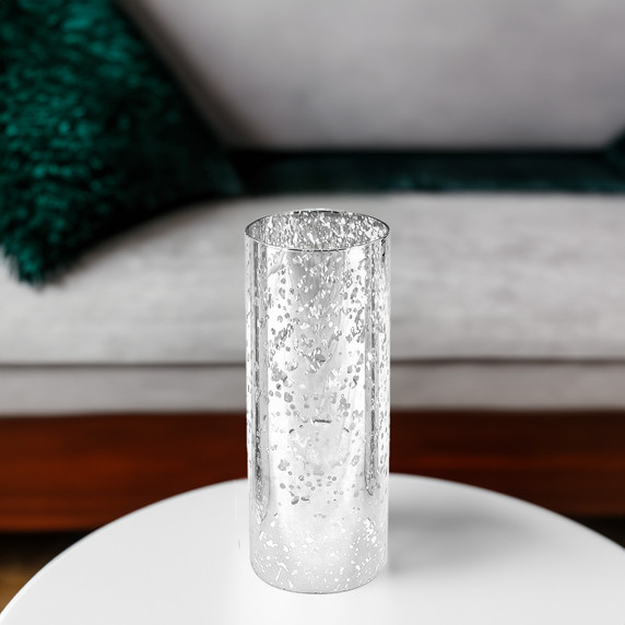 HST0410SS - Silver Speckled Glass Hurricane Candle Shade Chimney Tube [No Bottom] - 4" x 10"