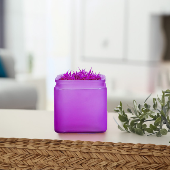 VMB0005 - Cube Vase with Lip, Machine Pressed - 4.8" (Various Colors)