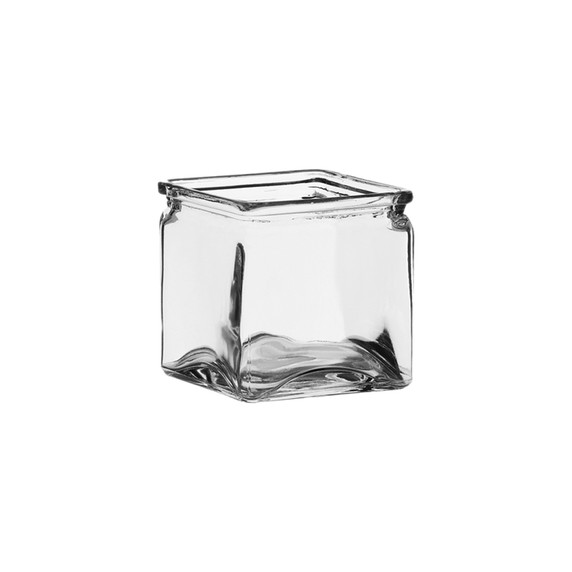 VMB0004 - Cube Vase with Lip, Machine Pressed - 4" (Various Colors)