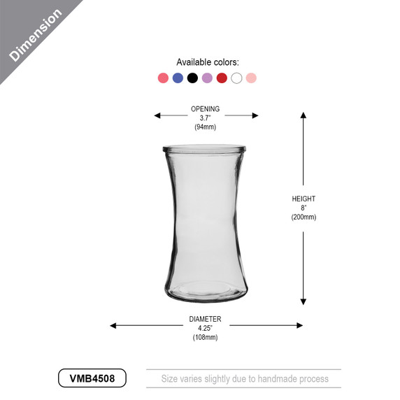 VMB4508 - Gathering Vase, Machine Pressed - 8" (Various Colors)
