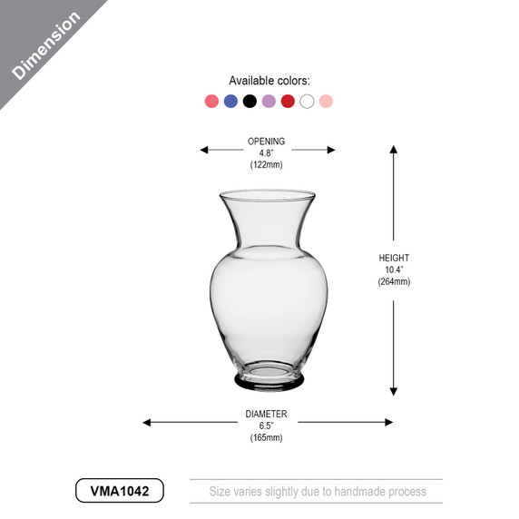 VMA1042 - Classic Ginger Jar, Machine Blown - 10.6" (Various Colors)