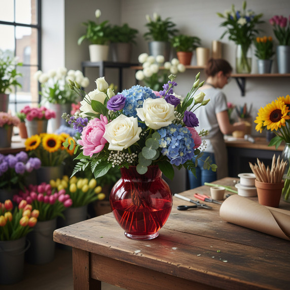 VMA1022 - Dunham Urn Vase, Machine Blown - 7.5" (Various Colors)