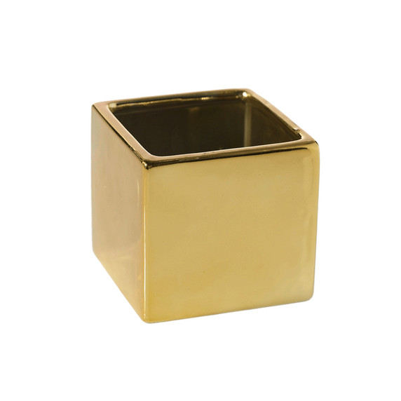 Ceramic Cube Vase - 5"H (Various Colors)