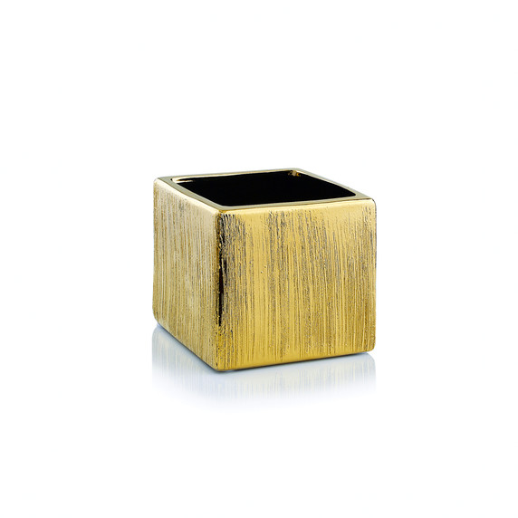 Ceramic Cube Vase - 3.75"H (Various Colors)