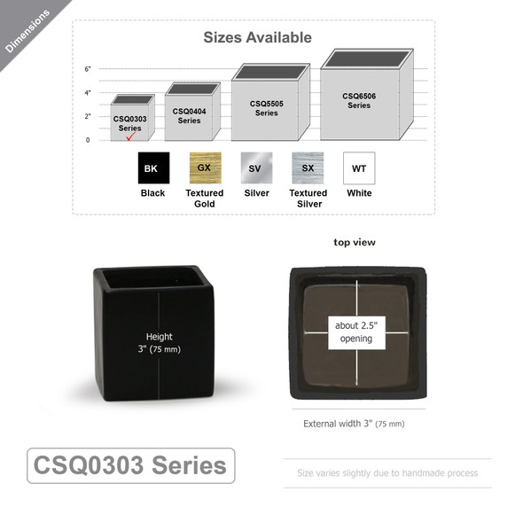 Ceramic Cube Vase - 3"H (Various Colors)