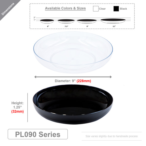 Plastic Floral Designer Dish - 9" (Various Colors)
