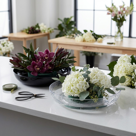 Plastic Floral Designer Dish - 9" (Various Colors)