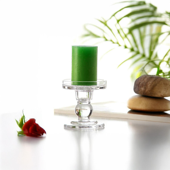3.4" Small Clear Classic Pillar / Taper Candle Holder