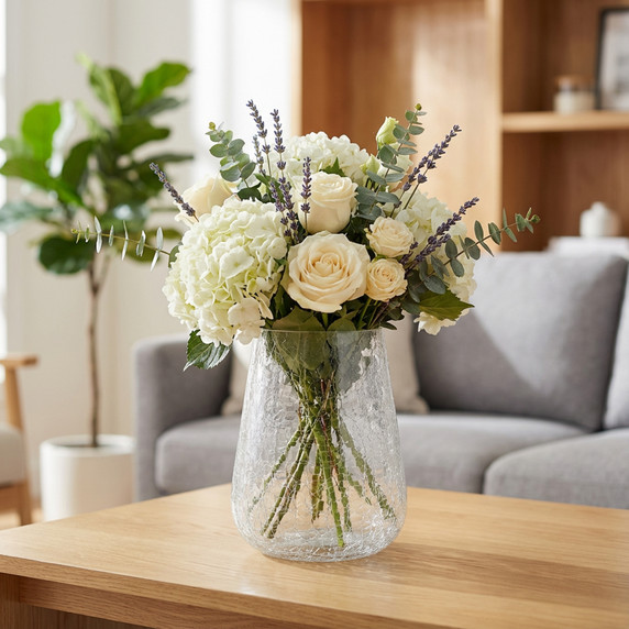 VCV2609 - Large Tapered Up Frostveil Crackle Bowl - 9.25"