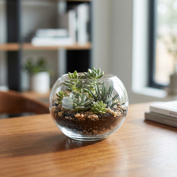 VBW0005 - Clear Bubble Bowl Glass Vase - 5"