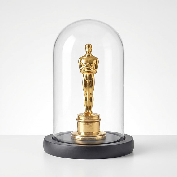 VDM0710WB - Small Glass Dome Cloche with Wood Base - 10"