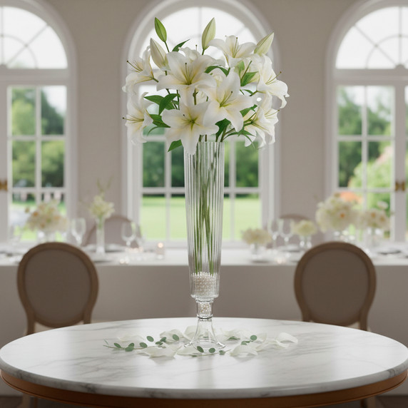 VTV3235 - Clear Fluted Trumpet Vase - 35.5"