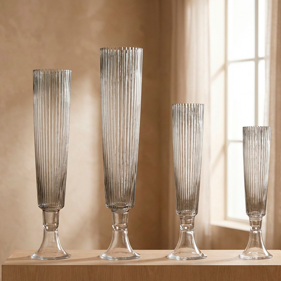 VTV3235 - Clear Fluted Trumpet Vase - 35.5"