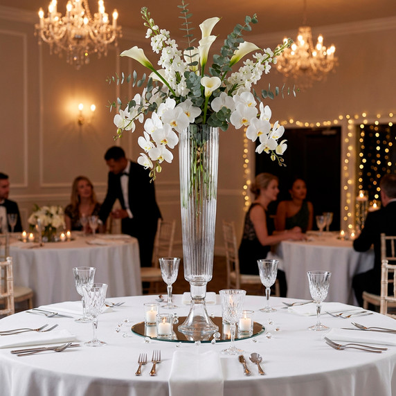 VTV3235 - Clear Fluted Trumpet Vase - 35.5"