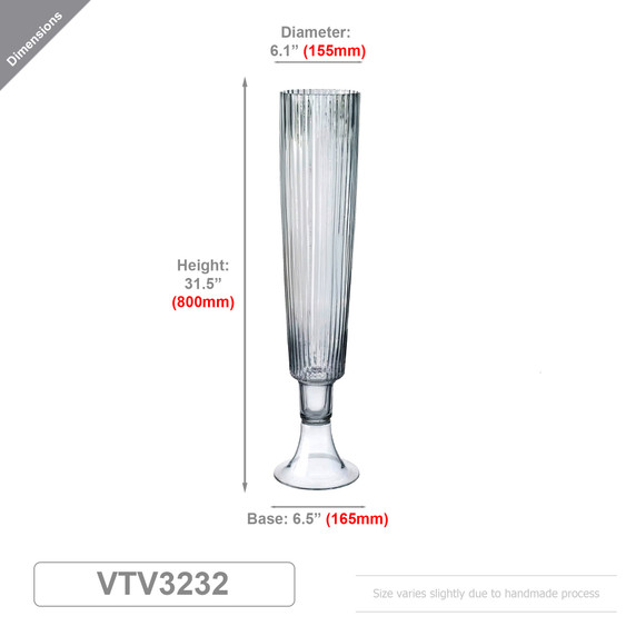 VTV3232 - Clear Fluted Trumpet Vase - 31.5"
