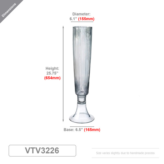 VTV3226 - Clear Fluted Trumpet Vase - 25.75"
