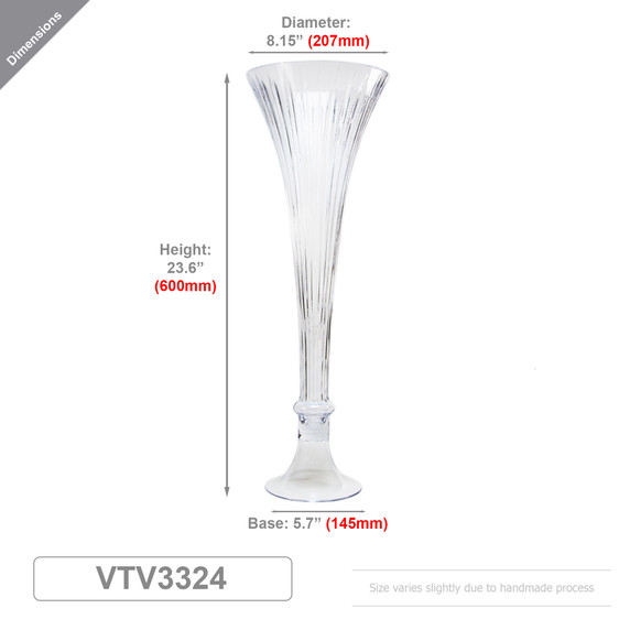 VTV3324 - Flare Fluted Clarinet Trumpet Vase - 23.6"