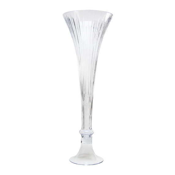 VTV3324 - Flare Fluted Clarinet Trumpet Vase - 23.6"