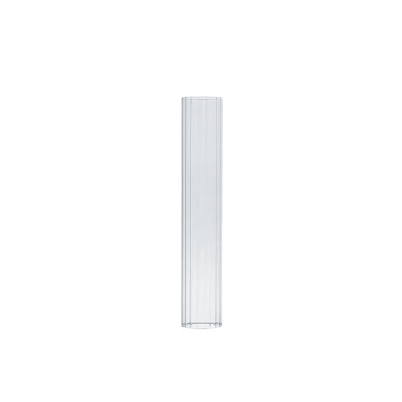 HSR0212 - Pleated/Ribbed Clear Glass Hurricane Candle Shade Chimney Tube  [No Bottom] - 2" x 12"