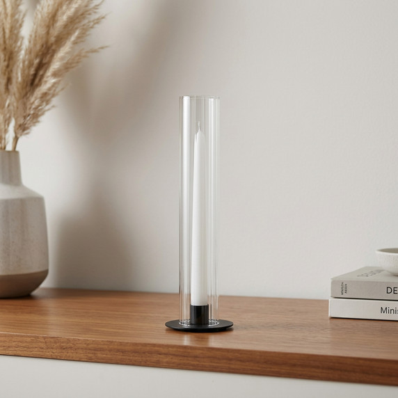 HSR0212 - Pleated/Ribbed Clear Glass Hurricane Candle Shade Chimney Tube  [No Bottom] - 2" x 12"