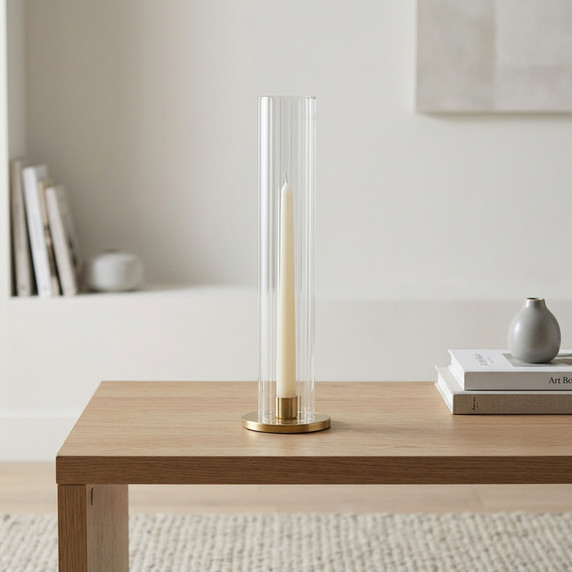 HSR0212 - Pleated/Ribbed Clear Glass Hurricane Candle Shade Chimney Tube  [No Bottom] - 2" x 12"