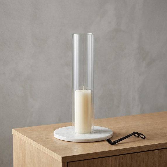 HSR0312 - Pleated/Ribbed Clear Glass Hurricane Candle Shade Chimney Tube  [No Bottom] - 3" x 12"
