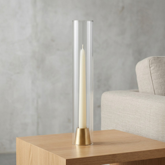 HSR0316 - Pleated/Ribbed Clear Glass Hurricane Candle Shade Chimney Tube  [No Bottom] - 3" x 16"