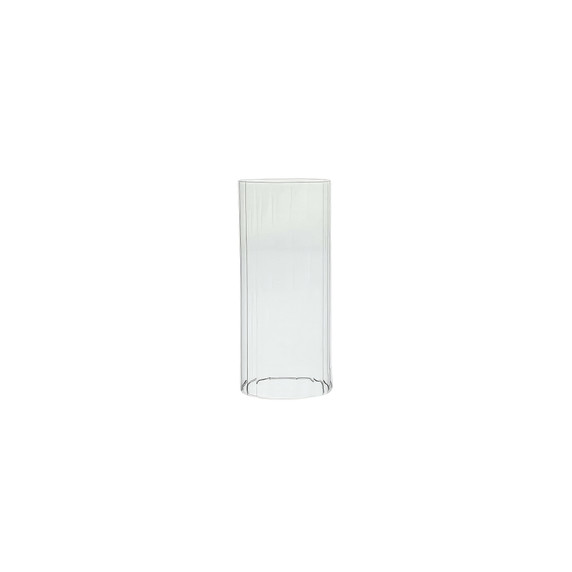 HSR0408 - Pleated/Ribbed Clear Glass Hurricane Candle Shade Chimney Tube  [No Bottom] - 4" x 8"