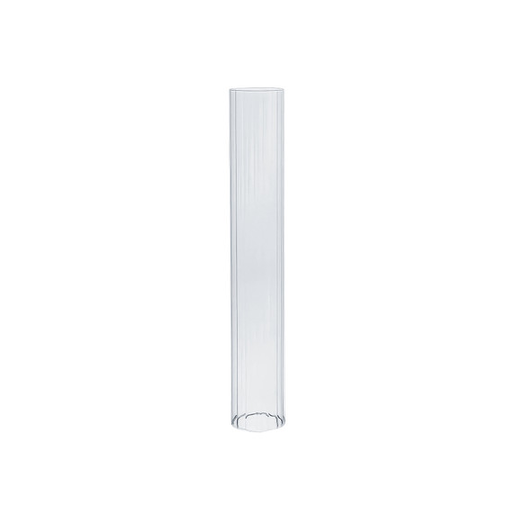 HSR2514 - Pleated/Ribbed Clear Glass Hurricane Candle Shade Chimney Tube  [No Bottom] - 4" x 8"