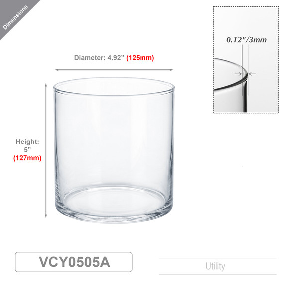 VCY0505A - Everyday Cylinder Glass Vase - 5"