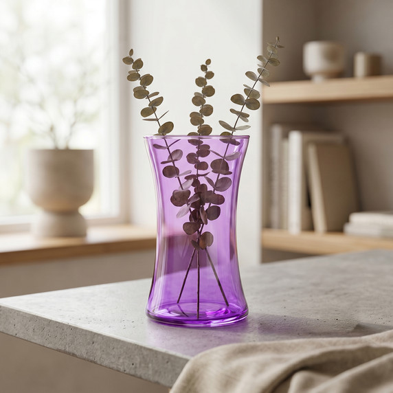 VMA1110PR - Purple Glass Rosario Vase, Machine Blown - 8"