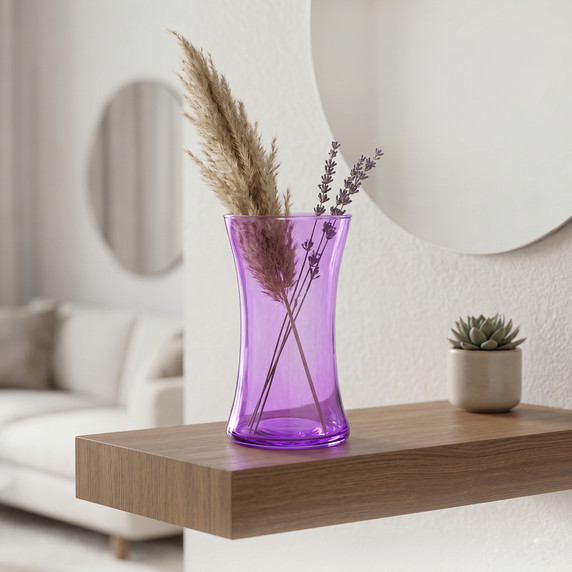 VMA1110PR - Purple Glass Rosario Vase, Machine Blown - 8"