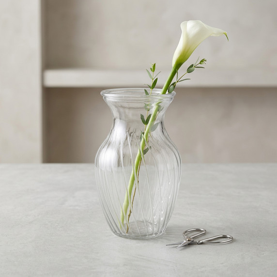 Swirled Rose Bouquet Vase, Machine Pressed - 8" (Various Colors)