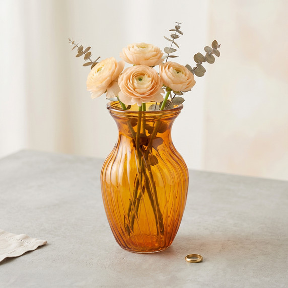 Swirled Rose Bouquet Vase, Machine Pressed - 8" (Various Colors)