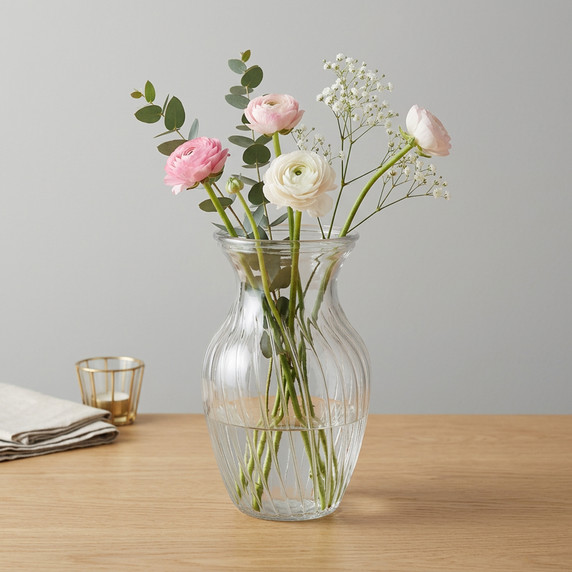 Swirled Rose Bouquet Vase, Machine Pressed - 8" (Various Colors)