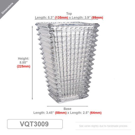 VQT3009 - Overjoyed Boutique Harper Vase / Tapered Block Vase - 8.85"