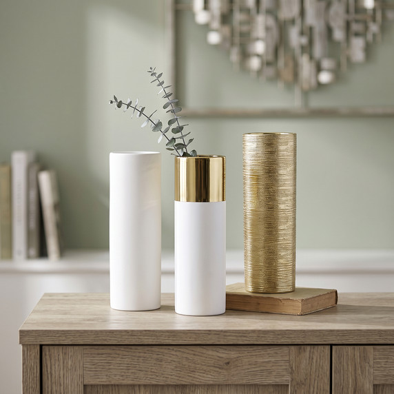 Tall Ceramic Cylinder Vase - 4" x 12" (Various Colors)
