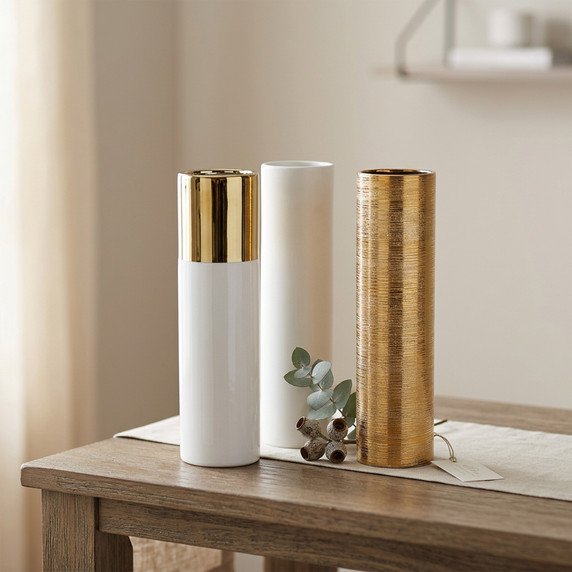 Extra Tall Ceramic Cylinder Vase - 4" x 15.75" (Various Colors)