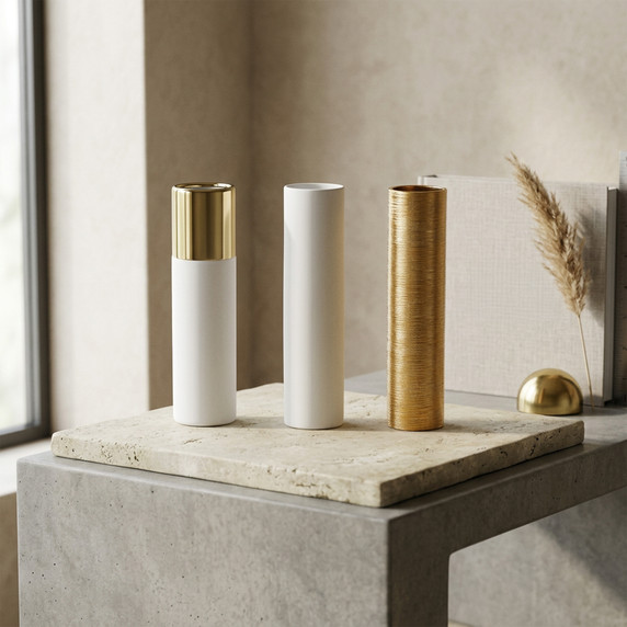 Extra Tall Ceramic Cylinder Vase - 4" x 15.75" (Various Colors)