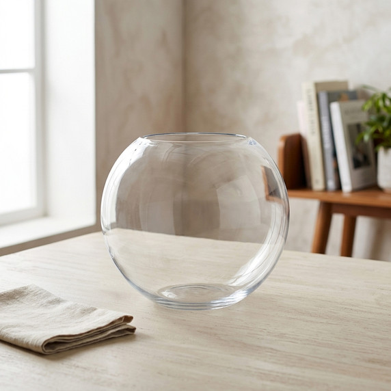 VBW1412 - Clear Round Bubble Bowl Vase - 13" x 12" (1 pc) [Foam Packed]
